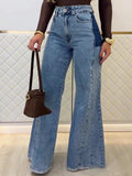 Jean flare bleu clair taille haute ultra-tendance