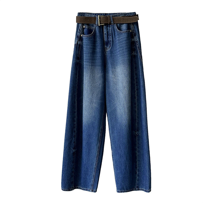 Jean large décontracté à taille haute pour femme