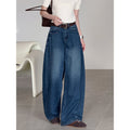 Jean large décontracté à taille haute pour femme